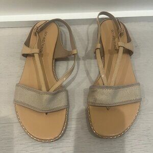 Donald J. Pliner Gold and Beige Sandals